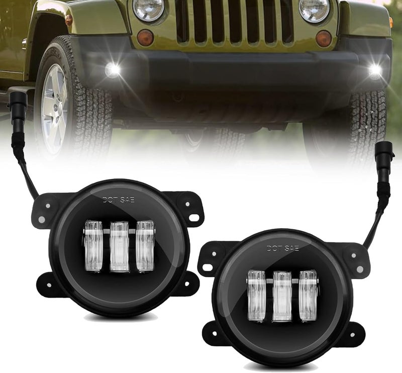 BOXLIGHT LED Fog Lights Assembly Compatible With Jeep Wrangler 2007-2018 DRL Front Bumper Driving Fog Lamp Kits Fog Light Driver & Passenger Side - Image 1